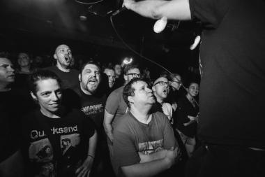 Sarah b and w front row